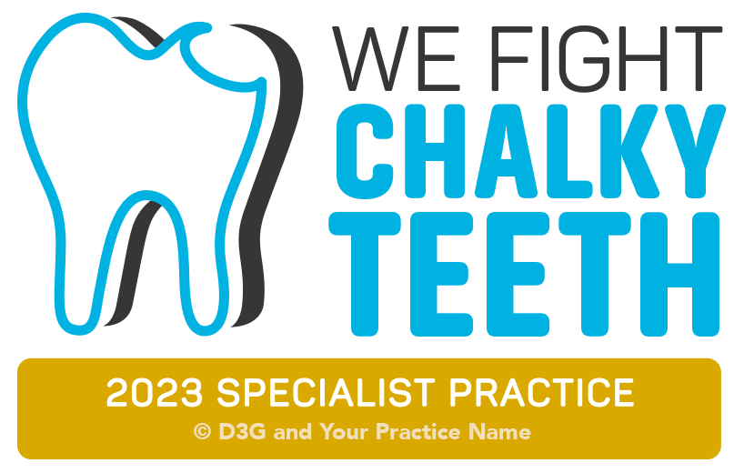 We Fight Chalky Teeth Specialist Practice Logo - Copyright D3G 2023