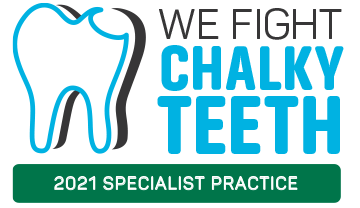 We Fight Chalky Teeth Specialist Practice Logo - Copyright D3G 2021
